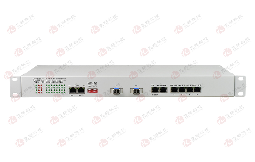 飛暢科技-30路電話(huà)+4E1+4FE+4RS232光端機(jī)(19英寸1U)