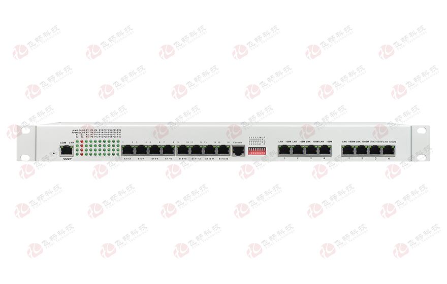 飛暢科技-32路電話+16E1+4FE+4GE+2路數(shù)據(jù)+SNMP+console（19英寸，物理隔離）電話光端機(jī)